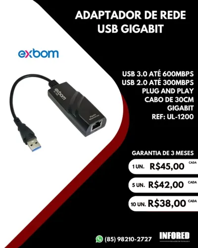 Adaptador de rede USB 3.0 Gigabit UL-1200