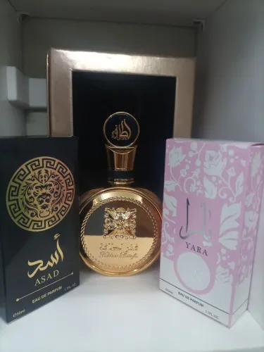 PERFUME IMPORTADO ÁRABE FAKHAR GOLD 100 ML, GANHE UM YARA ROSE E UM ASAD BLACK 50 ML 