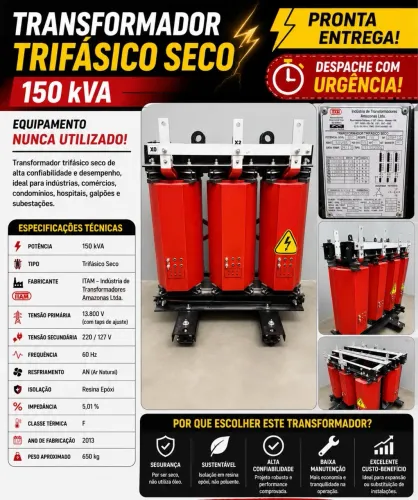TRANSFORMADOR TRIFÁSICO A SECO 150kVA