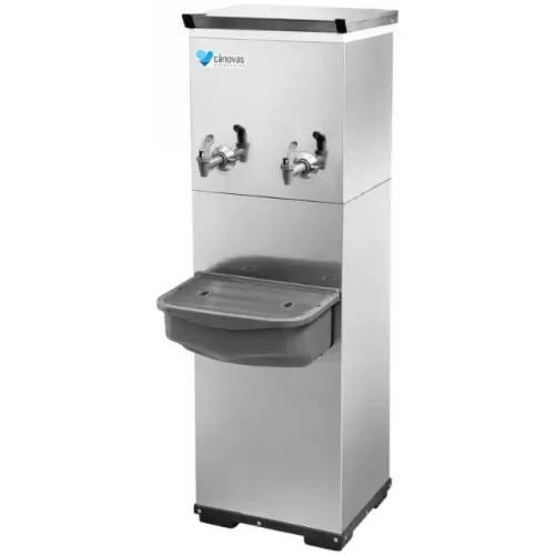 Bebedouro Industrial Primeira Linha 25 Litros em Inox com 2 Torneiras 1 Gelada e 1 Natural