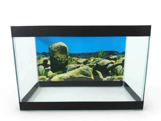 Aquário 30 Litros 45x21x31 com Fundo Decorativo - Retangular