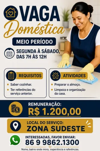 VAGA Domestica que cozinhe