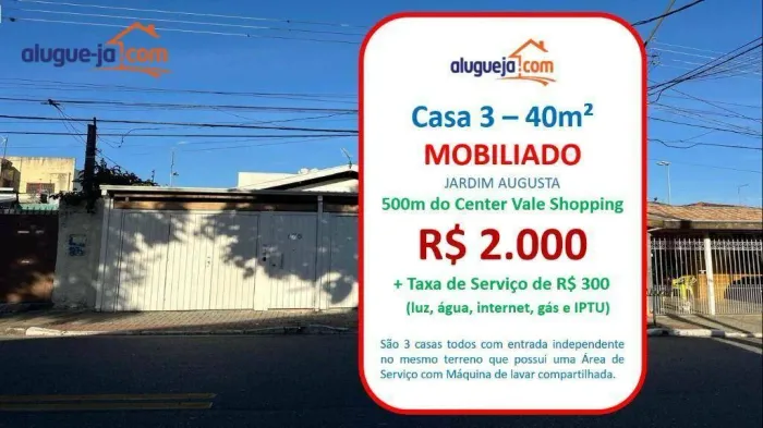 Casa com 1 dormitório para alugar, 40 m² por R$ 2.300,00/mês - Jardim Augusta - São José d