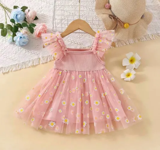 Vestido Luxo infantil margaridas 