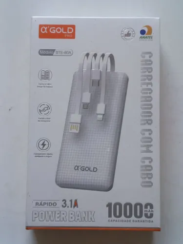 Power Bank Alpha Gold Pro 10000mAh Carregamento Rápido Novo<br>
