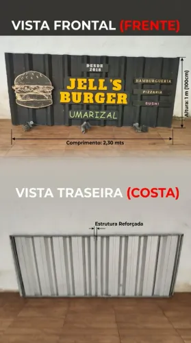 Painel Estilo Container em Metalon p/ Restaurante e Bar (Com Refletores)