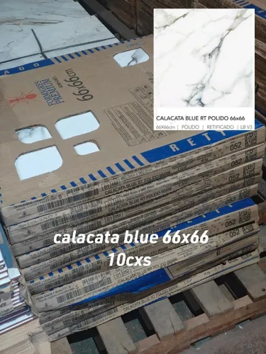 Cerâmica Calacata Blue Polido 66x66 - Lote 10 Caixas (21m²) - A partir de R$1.100