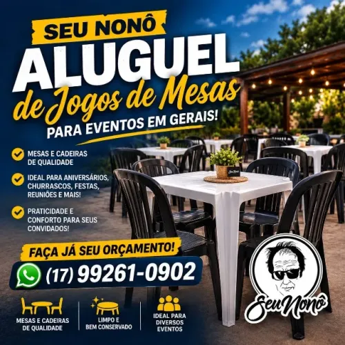 ALUGUEL DE MESAS E CADEIRAS