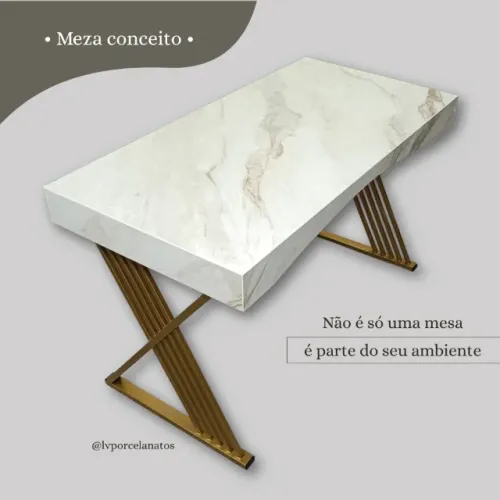 Mesa atendimento em porcelanato 120x60cm