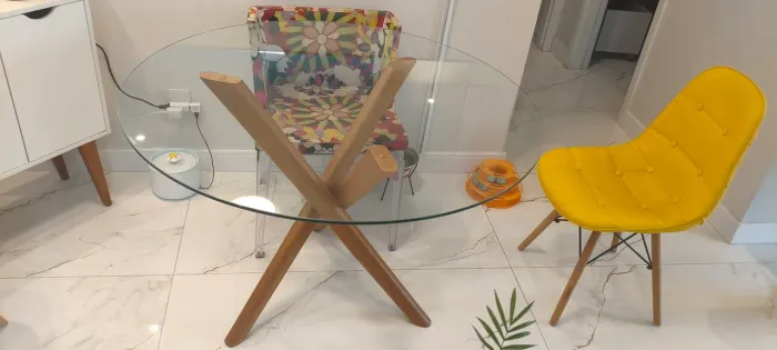 Mesa de Jantar Thai Redonda Vidro ABRACASA