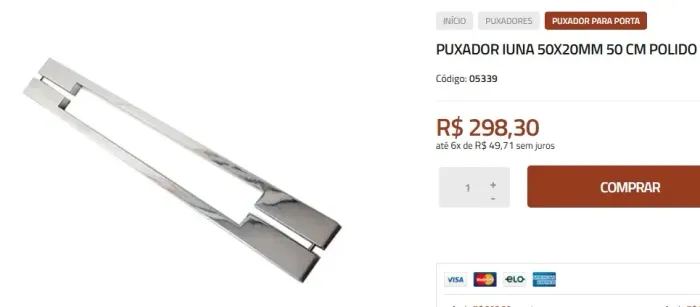 PUXADOR 50 CM POLIDO