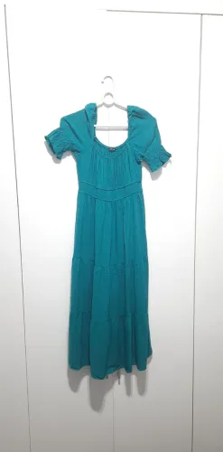 Vestido Longo Verde Esmeralda Lastex Manga Princesa Tam 38