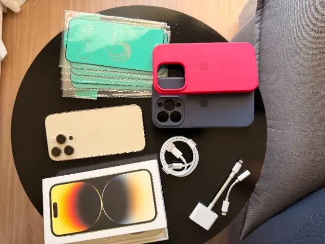 iPhone 14 Pro 256GB Dourado Bateria 84% Sem arranhões + brindes