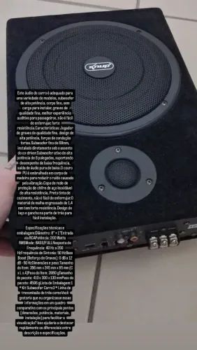Subwoofer Ultrafino 8 polegadas para carro