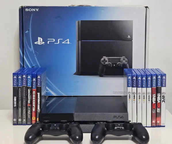 PlayStation 4 FAT - 500GB + 3 Controles + 14 jogos originais