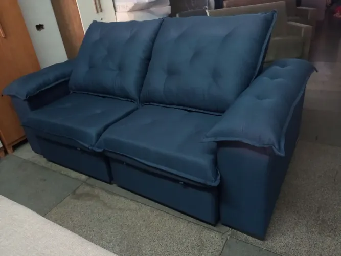 Novo sofá retrátil 2,10 linho azul 