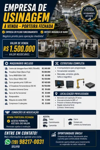 Empresa usinagem a venda