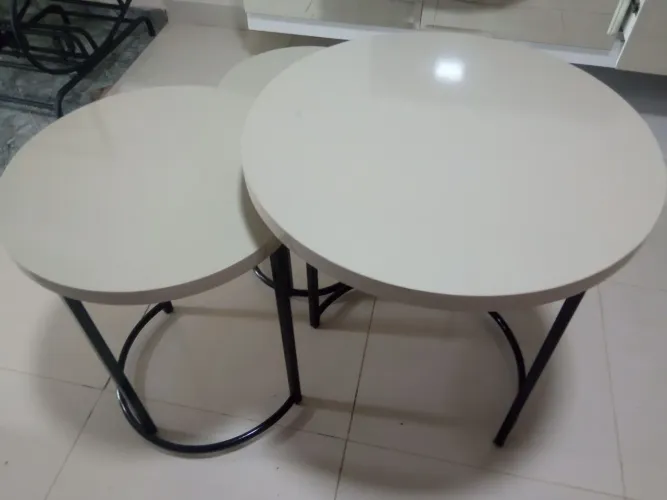 Kit 3 mesas em MDF e Metalon 