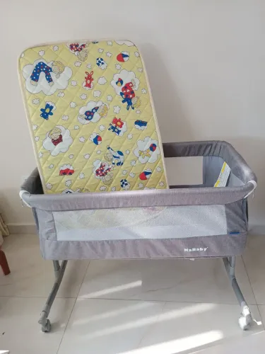 Berço Portátil Sleep 3 & 1 Moisés Co-bed Acopla na Cama Cinza Kababy com coxão de 10x90x60