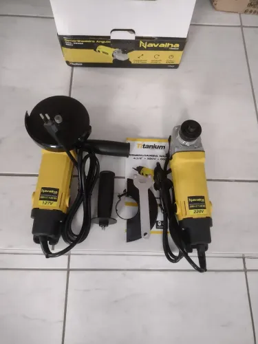 ESMERILHADEIRAS 650W NOVA COMPLETA NA CAIXA 127V MARCA NAVALHA TITANIUN PUNHO, PROTETOR