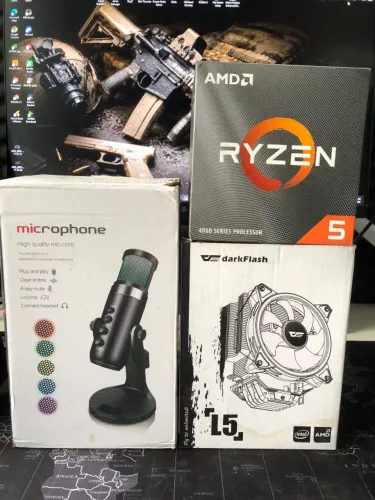 Kit AMD Ryzen 5 4500 + Air Cooler DarkFlash + Microfone Shen Boy Vendo kit em excelente e