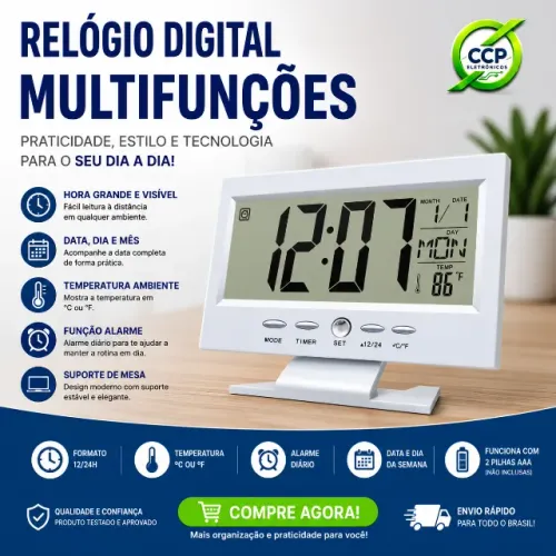 Relógio Digital Multifuncional Despertador Luatek Zb-2001