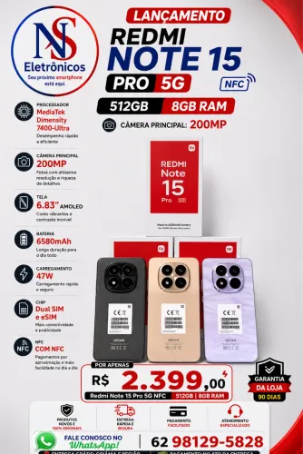 Note 15 PRO 5G 8/512 Novo Garantia Entregamos Grátis