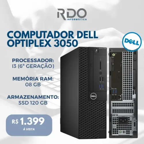 PC 3050 Dell OptiPlex Core I3 6A 08GB RAM SSD 120GB | Ideal para Lanchonetes e Mercados