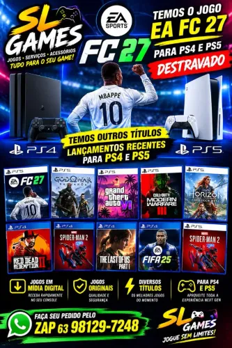 Temos jogos para Ps4 e Ps5 destravado.