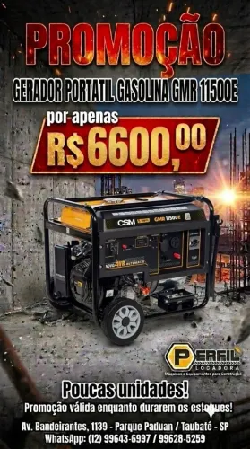 Vendo Gerador 12KVA CSM a Gasolina - Novo