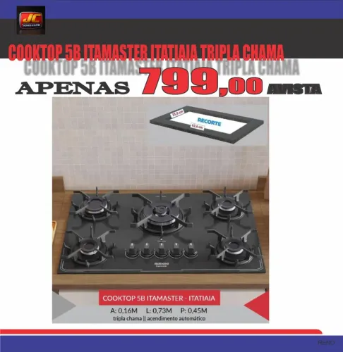 COOKTOP ITATIAIA TRIPLA CHAMA 
