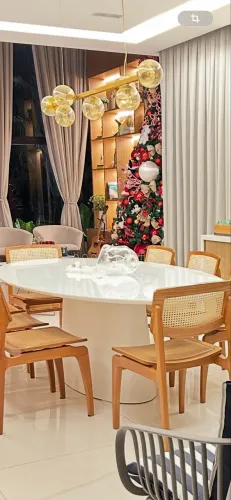 Mesa oval base laca branco