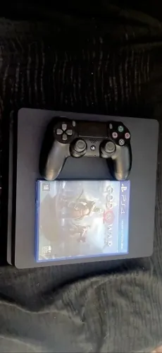 Troco PS4 SLIM na caixa com controle + jogo.