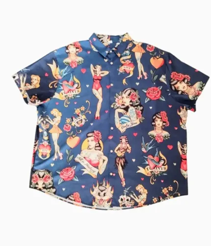 camisa com estampa tattoos old school