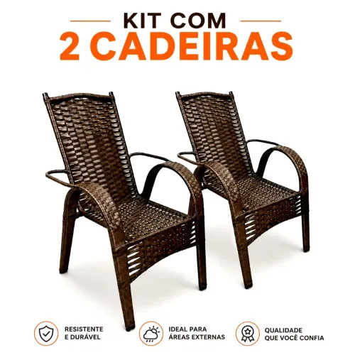 Kit 2 Cadeiras Adulto Fibra Sintética Estrutura Ferro Reforçado Suporta 150kg.