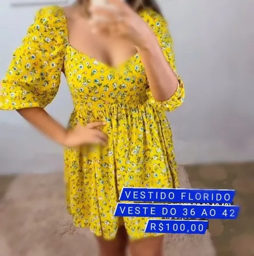 Vestido Florido amarelo Lindo