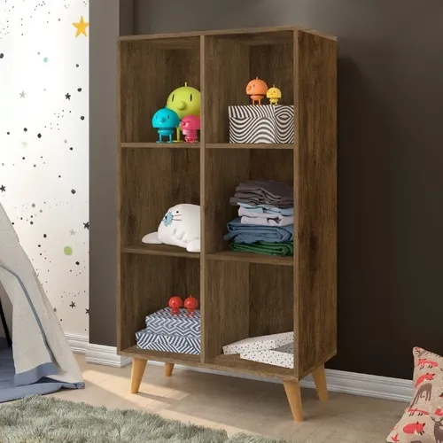 Estante Montessoriana com 6 Nichos Marrom Frete Grátis - Até 12x