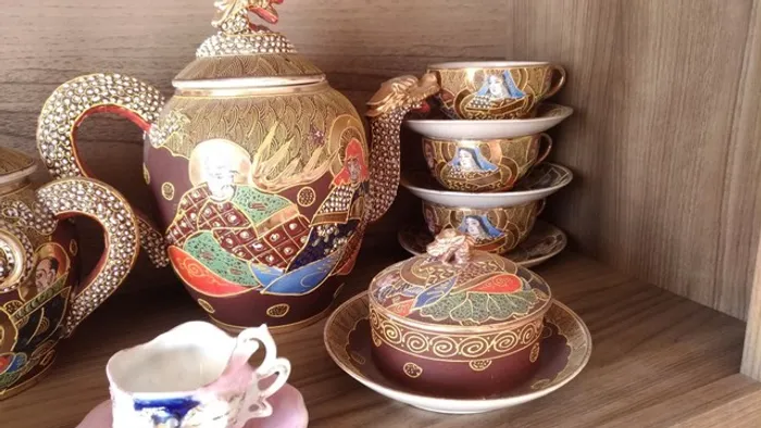 Jogo de chá e café  vintage porcelana japonesa casca de ovo