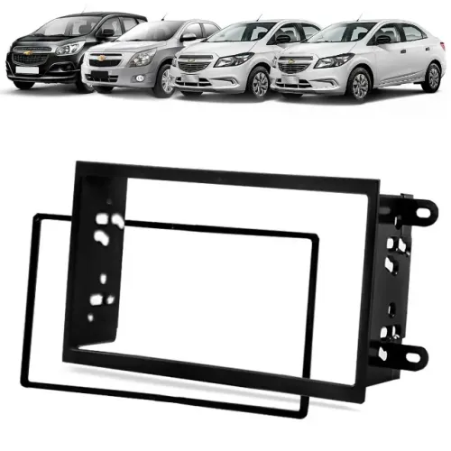 Moldura Painel 2 Din Chevrolet Onix / Cobalt / Spin / Novo Prisma / Agile - Preto