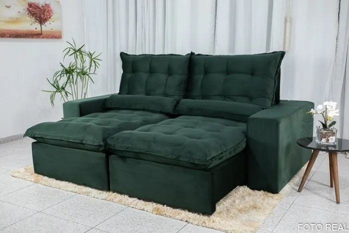 Sofá Retrátil e Reclinável Castor 2.00m Verde Musgo Até 12x - Frete Grátis 