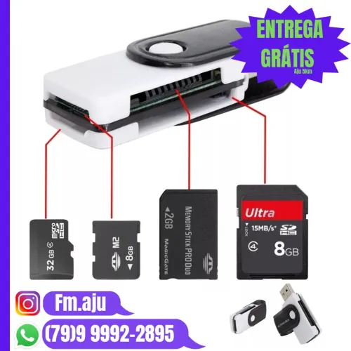 Adaptador cartão de memória USB - Novo / Entregamos