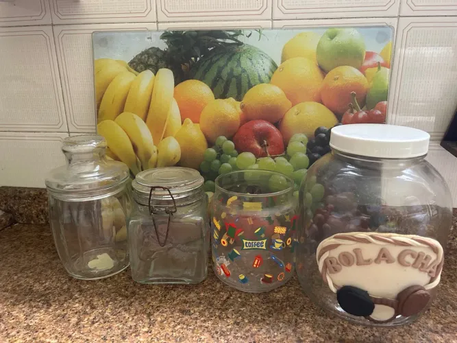 Jogo de 4 potes de vidro para cozinha