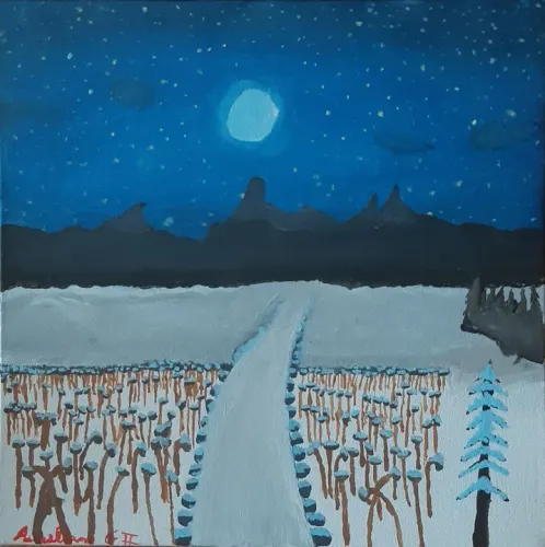 Quandro Pintura "Wintery Night"