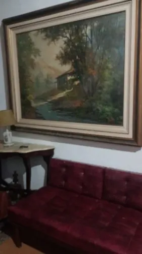 Quadro antigo com pintura de paisagem