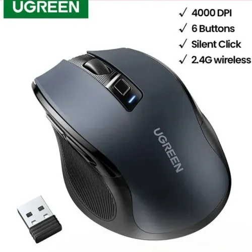 Mouse Ugreen Silencioso e ergonômico sem fio 2.4G