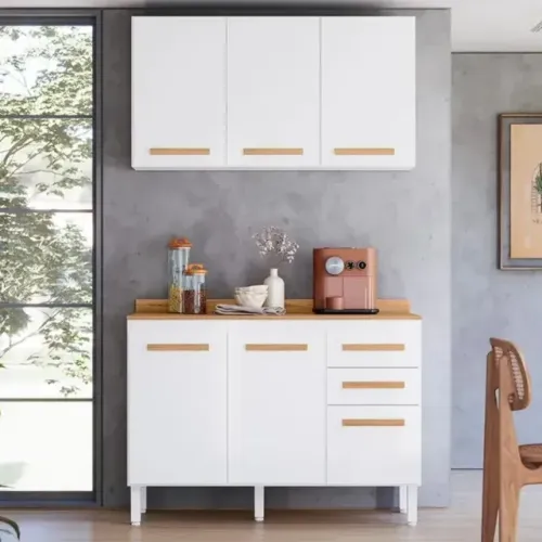 Conjunto Balcão com Aéreo Tereza Branco