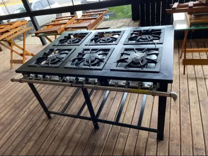 Fogão Industrial Maxi Aço carbono 6 queimadores duplos pronta entrega Venancio - Marcos