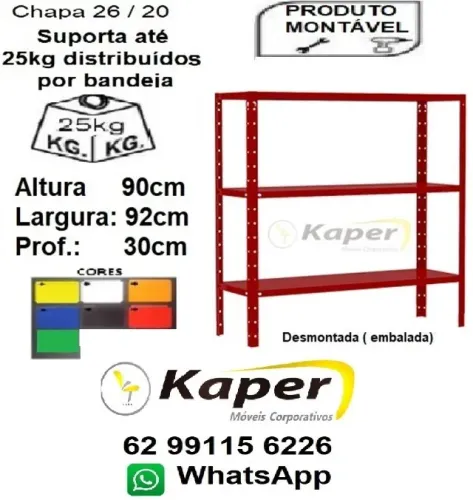 Estante / prateleira de Aço Baixa com 3bandejas colorida ( novo )