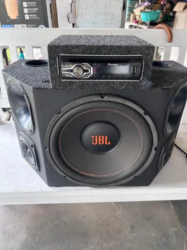 Caixa de som trio + módulo + cd player + fonte