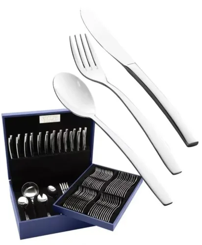 Faqueiro Aço Inox 102 Peças Wolff London - 9963 com Estojo de Madeira